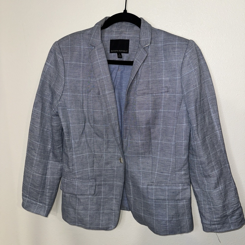Banaba‎ Republic Women's Blazer Blue Linen Size 4